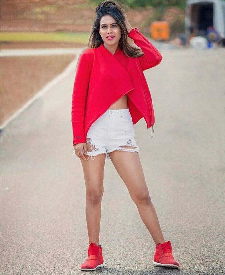 Nia Sharma Beautiful Red & White Cloths Images